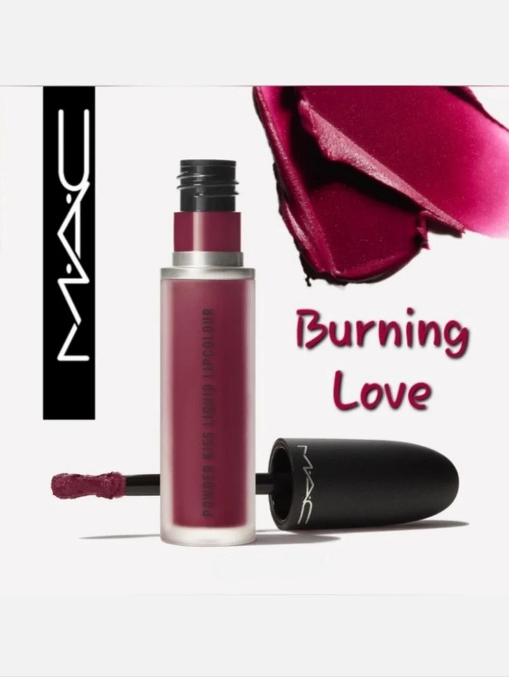 Mac Cosmetics Powder Kiss Liquid Lipstick Burning Love Berry Brand New in Box